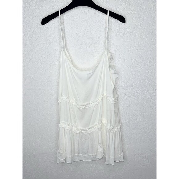 Starlet Ruffle Y2K Babydoll Tunic Top Women’s Cream White XL NEW Rayon D1 - Picture 6 of 7